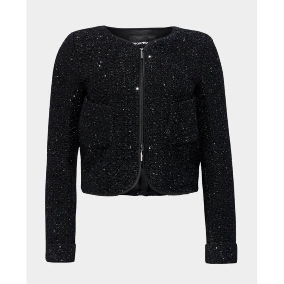 Emporio Armani Giacca Bomber Jacket in Black With Metallic Thread 2